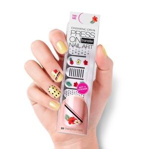 Dashing Diva Press-On Nail Art Transfers: Garden Party | Floral Polka Dot Black